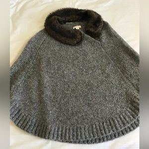 J Crew Girls Knit fur cape